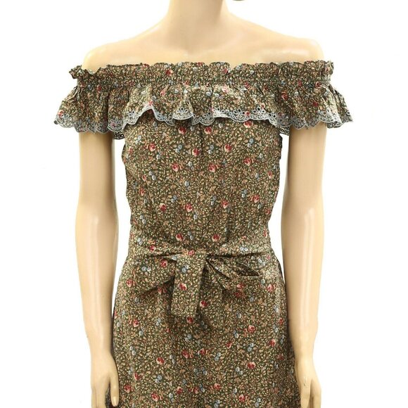 Sézane Kiwi Jumpsuit Romper Dress Floral Eyelet Embroidered Ruffle S-36 278086 - Picture 6 of 9